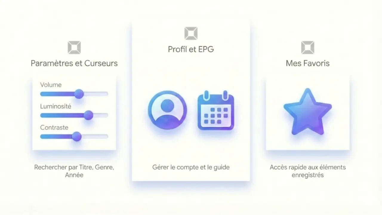Tableau de configuration IPTV Smarters Pro en style infographie